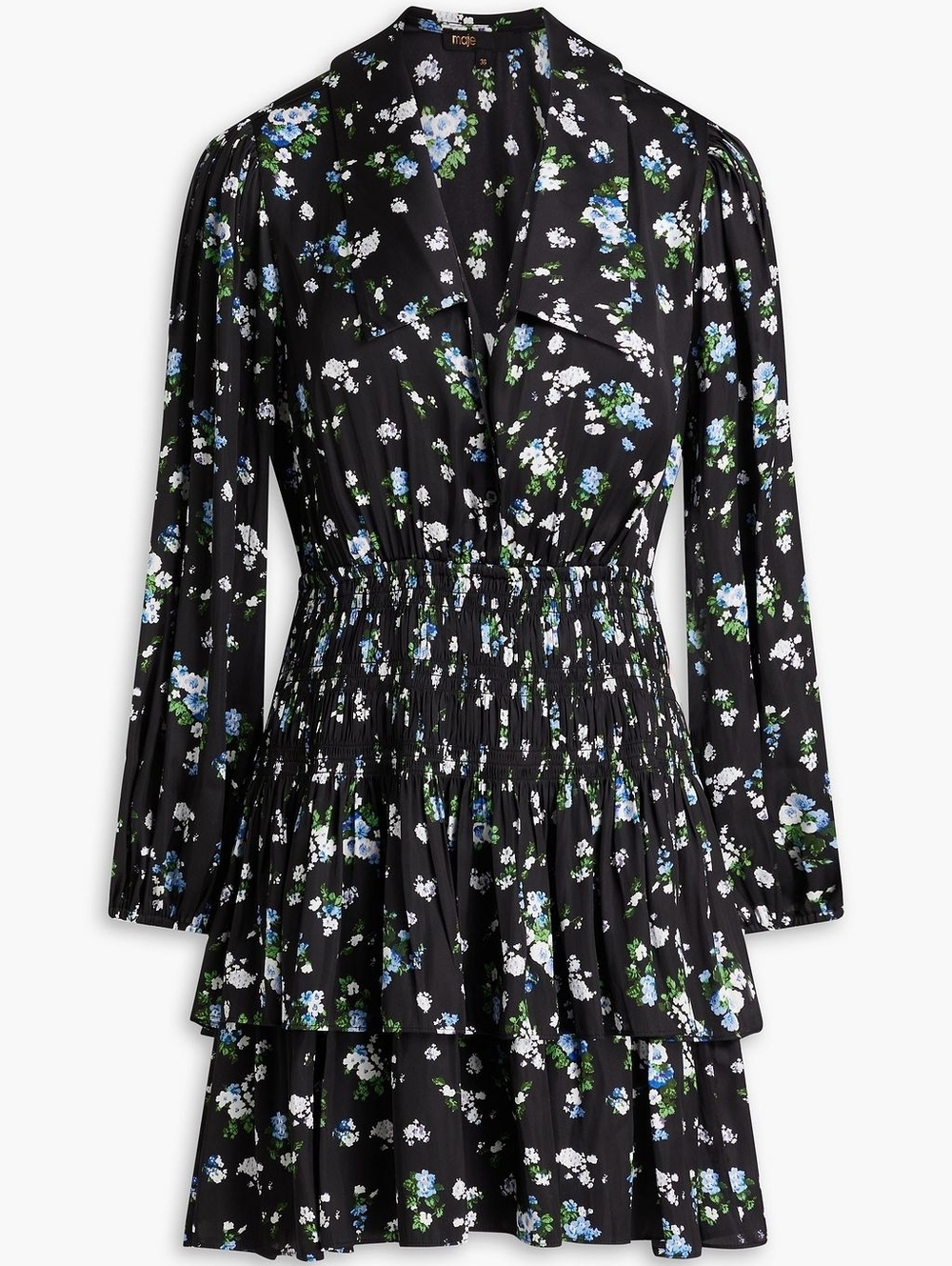 Maje Radjilla Smocked Tier Floral Mini Dress